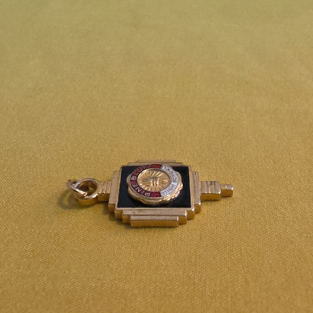 Pine Bluff, Arkansas High School Vintage Charm Pendant - Gold Tone (Unmarked) - Picture 3 of 5